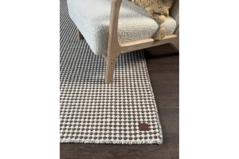 Mohardi Uldtæppe 140x200 cm Rektangulært - Mørk beige - Tekstiler - Tæpper - Moderne tæppe - Uldtæppe