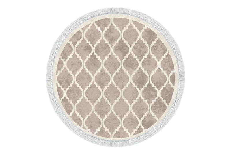 Alanur Home Tæppe 100x100 cm - Cremehvid/Brun - Tekstiler - Tæpper - Moderne tæppe - Mønstrede tæpper