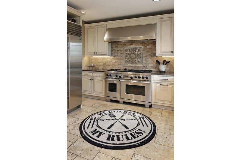 Annchen Tæppe Rund 100 cm - Flerfarvet/Velour - Tekstiler - Tæpper - Moderne tæppe - Mønstrede tæpper