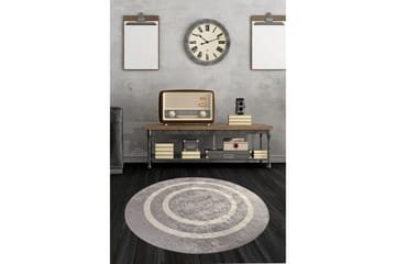 Argentu Tæppe Rund 100 cm - Sølv/Velour - Tekstiler - Tæpper - Moderne tæppe - Mønstrede tæpper