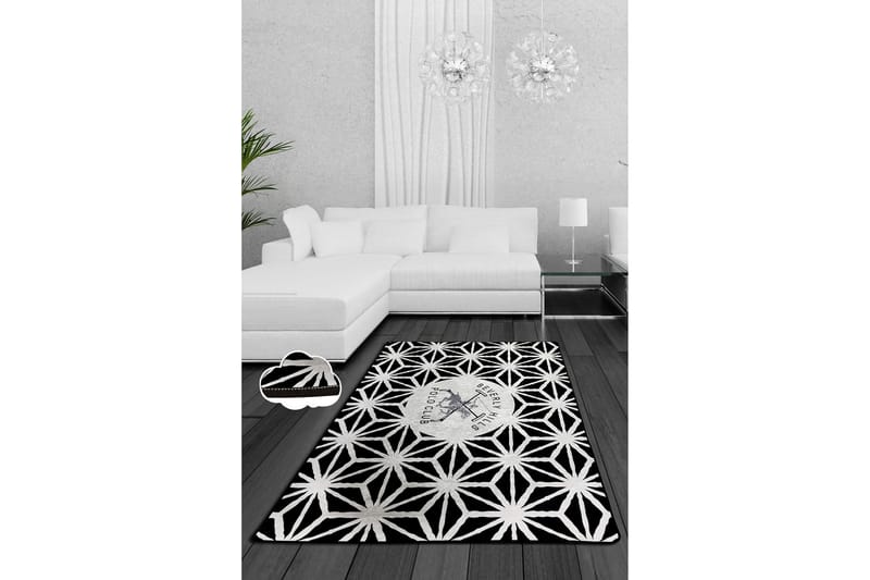 Beverly Hills Polo Club Tæppe 120x180 cm, Sort/Ecru