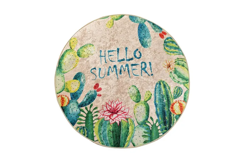 Buoris Tæppe Rund 100 cm, Flerfarvet/Velour