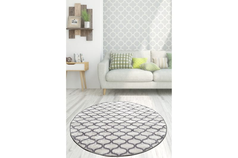 Chilai Tæppe 100 cm Rund, Grå/Lysegrå