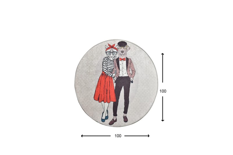 Coppia Tæppe Rund 100 cm - Flerfarvet/Velour - Tekstiler - Tæpper - Moderne tæppe - Mønstrede tæpper