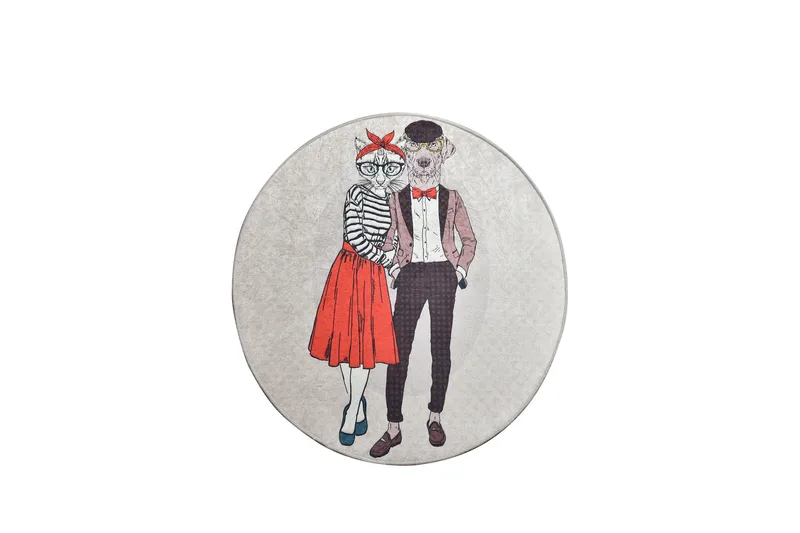 Coppia Tæppe Rund 140 cm, Flerfarvet/Velour