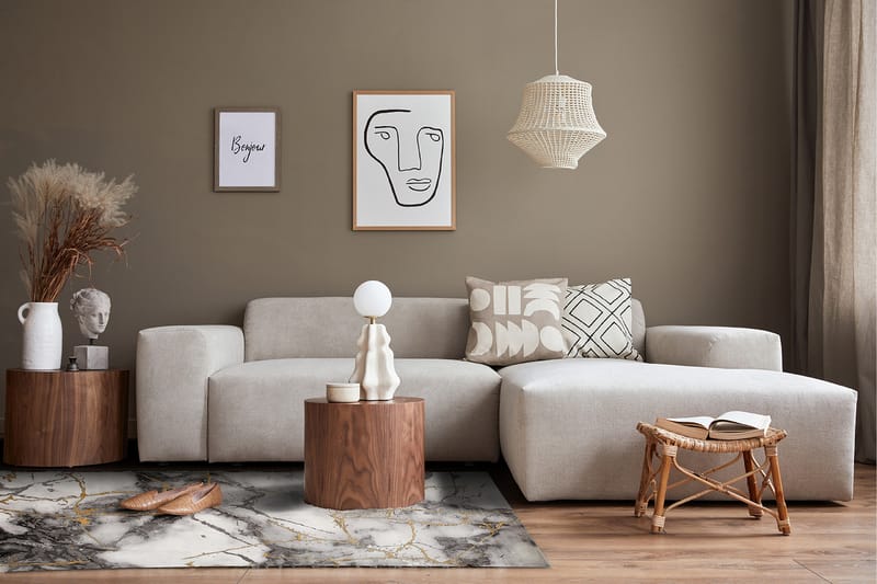 Craft Concrete Friezematta 240x340 - Guld - Tekstiler - Tæpper - Moderne tæppe - Mønstrede tæpper