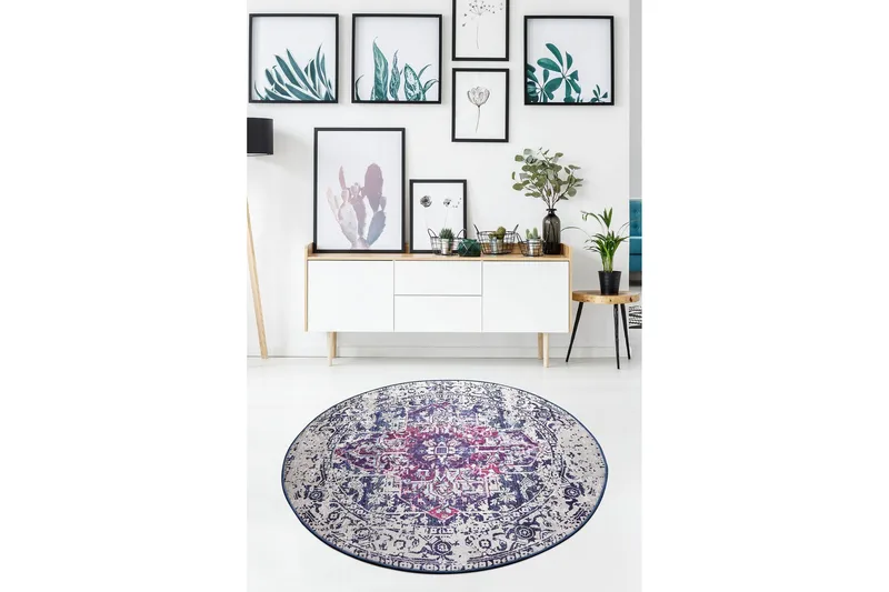 Debolezza Tæppe Rund 100 cm, Flerfarvet/Velour