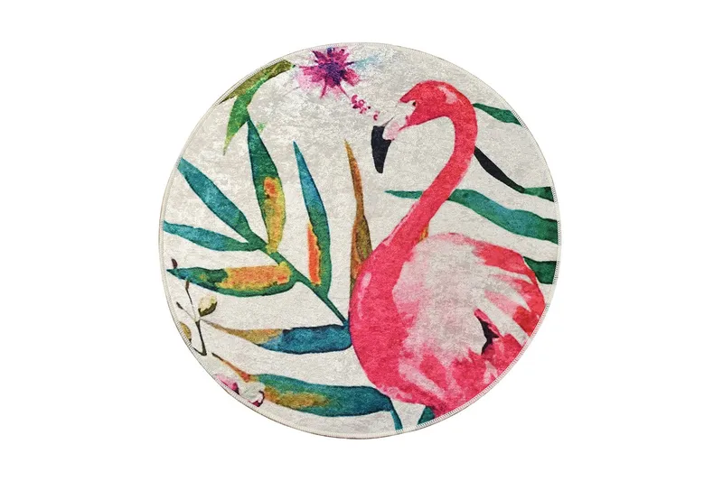 Delaram Tæppe Rund 100 cm, Flerfarvet/Velour