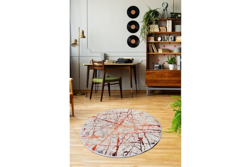 Distira Tæppe Rund 140 cm - Flerfarvet/Velour - Tekstiler - Tæpper - Moderne tæppe - Mønstrede tæpper