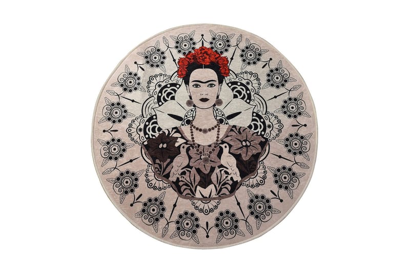 Fahmida Tæppe Rund 140 cm, Flerfarvet/Velour