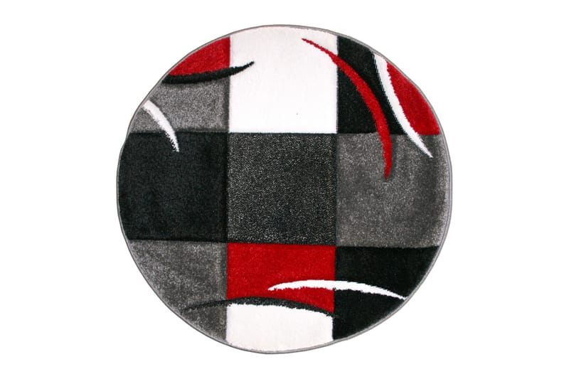 Friezetæppe London - 160 cm Rund Rød - Wiltontæpper - Håndvævede tæpper - Gummierede tæpper - Små tæpper - Mønstrede tæpper - Store tæpper - Mønstrede tæpper