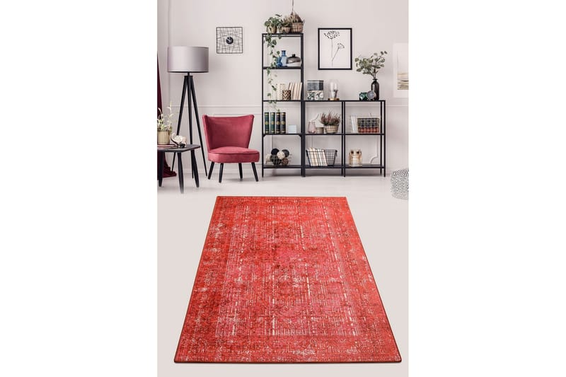 Hannabel Tæppe 120x180 cm - Rød/Velour - Wiltontæpper - Mønstrede tæpper