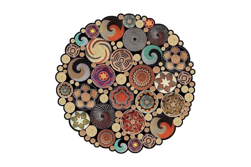 Homefesto Tæppe 110 cm Rund, Multifarvet