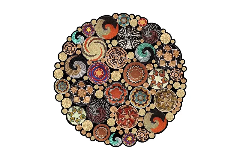 Homefesto Tæppe 130 cm Rund, Multifarvet