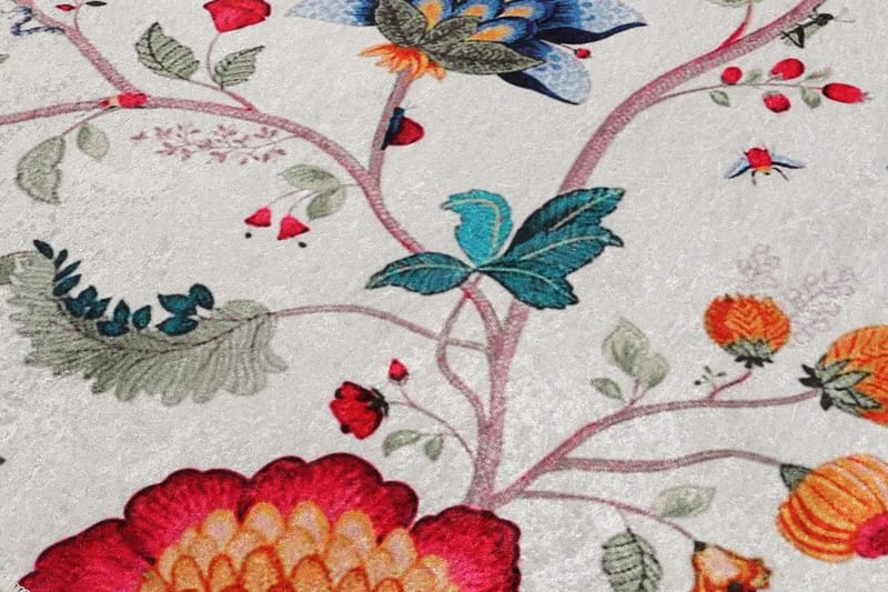 Kaihe Tæppe Rund 100 cm - Flerfarvet/Velour - Tekstiler - Tæpper - Moderne tæppe - Mønstrede tæpper