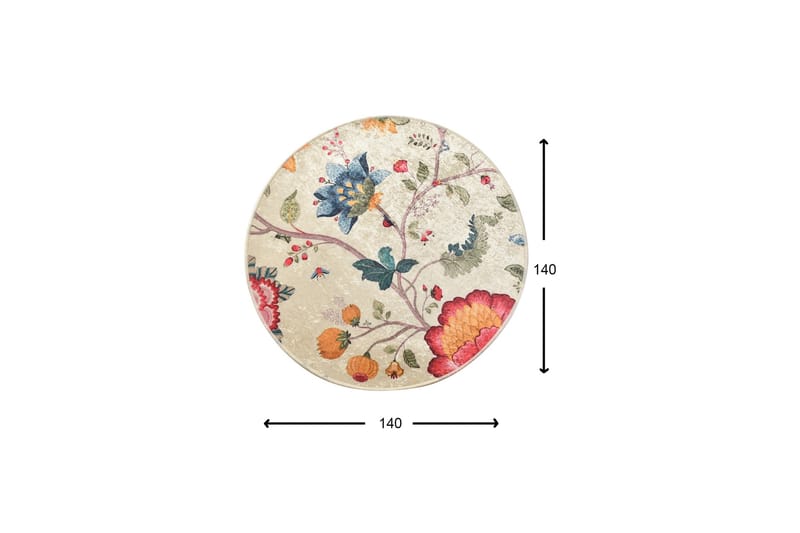 Kaihe Tæppe Rund 140 cm - Flerfarvet/Velour - Tekstiler - Tæpper - Moderne tæppe - Mønstrede tæpper