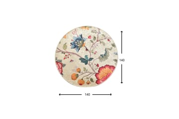 Kaihe Tæppe Rund 140 cm - Flerfarvet/Velour - Tekstiler - Tæpper - Moderne tæppe - Mønstrede tæpper