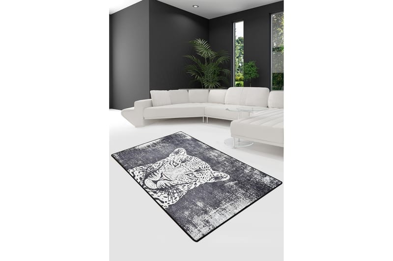 Kambuku Tæppe 140x190 cm - Sort/Velour - Tekstiler - Tæpper - Moderne tæppe - Mønstrede tæpper