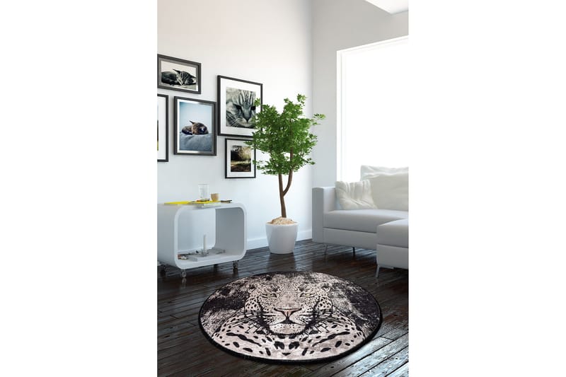Kambuku Tæppe Rund 140 cm - Tiger/Velour - Tekstiler - Tæpper - Moderne tæppe - Mønstrede tæpper