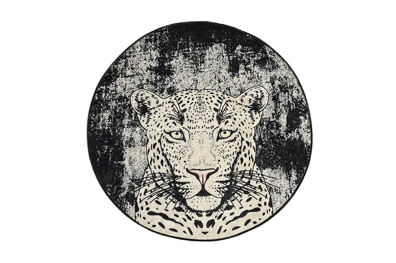 Kambuku Tæppe Rund 140 cm, Tiger/Velour