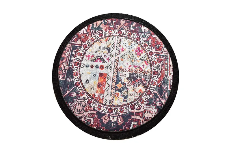 Keleti Tæppe Rund 140 cm, Flerfarvet/Velour