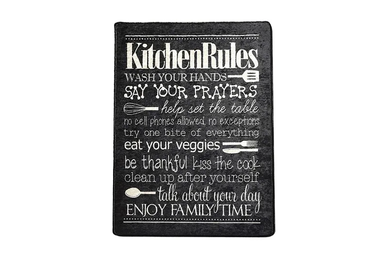 Kuhinja Tæppe 100x200 cm, Sort/Velour