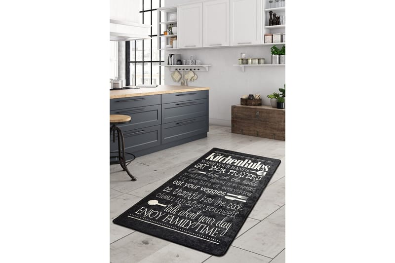 Kuhinja Tæppe 100x200 cm - Sort/Velour - Tekstiler - Tæpper - Moderne tæppe - Mønstrede tæpper