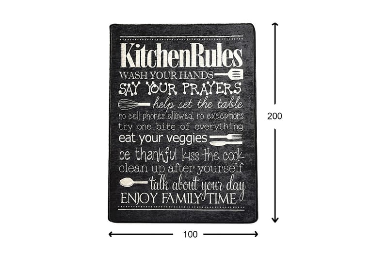 Kuhinja Tæppe 100x200 cm - Sort/Velour - Tekstiler - Tæpper - Moderne tæppe - Mønstrede tæpper