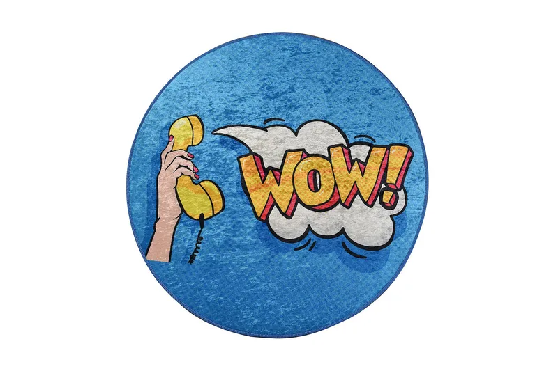 Kutsal Tæppe Rund 100 cm, Flerfarvet/Velour