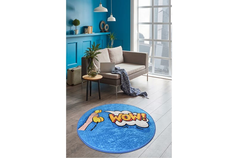 Kutsal Tæppe Rund 100 cm - Flerfarvet/Velour - Tekstiler - Tæpper - Moderne tæppe - Mønstrede tæpper