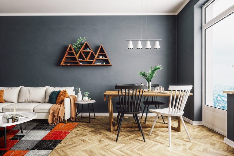 London Friezetæppe 160x230 - Rød/Orange - Tekstiler - Tæpper - Moderne tæppe - Mønstrede tæpper