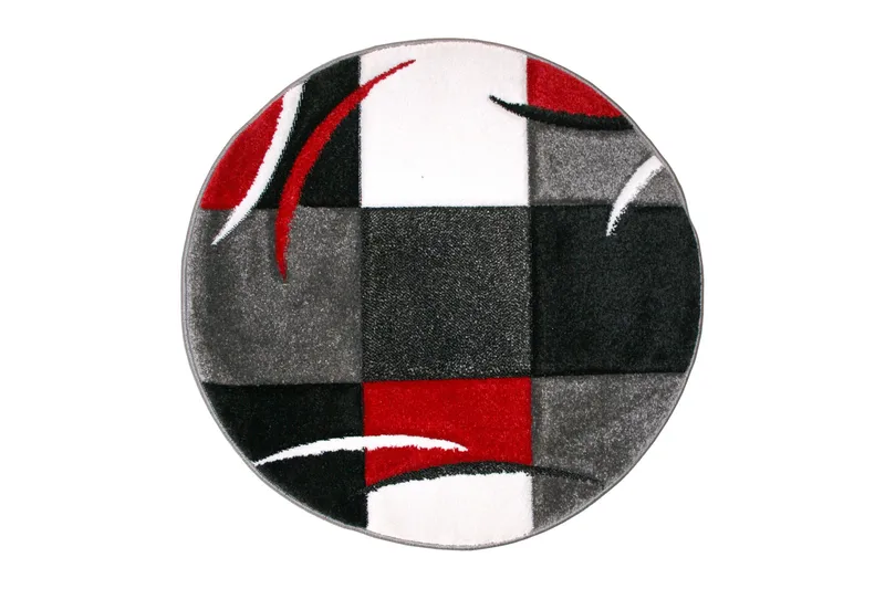 London Frisé Tæppe 240 Rund - Rød - Tekstiler - Tæpper - Moderne tæppe - Mønstrede tæpper