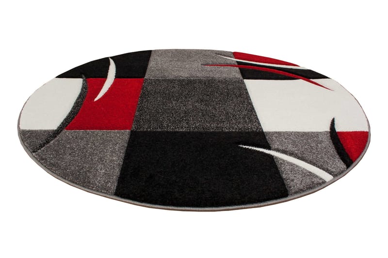 London Frisé Tæppe 240 Rund - Rød - Tekstiler - Tæpper - Moderne tæppe - Mønstrede tæpper