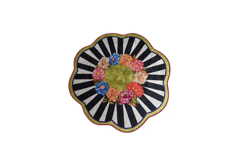 Mailegua Tæppe Rund 100 cm, Flerfarvet/Velour