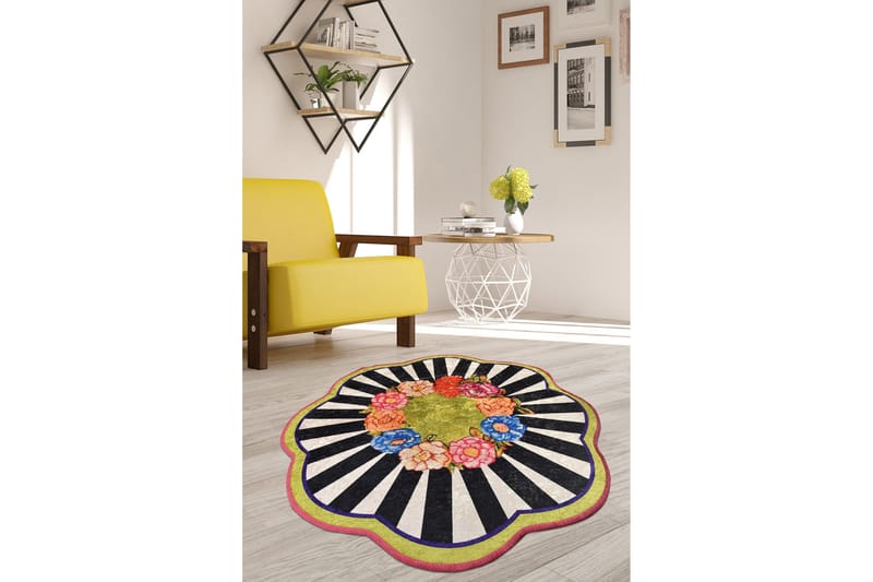 Mailegua Tæppe Rund 100 cm - Flerfarvet/Velour - Tekstiler - Tæpper - Moderne tæppe - Mønstrede tæpper