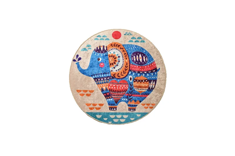 Merabe Tæppe Rund 100 cm, Flerfarvet/Velour