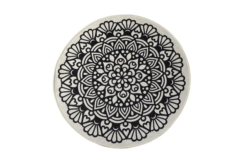 Ohanzy Tæppe Rund 100 cm, Flerfarvet/Velour