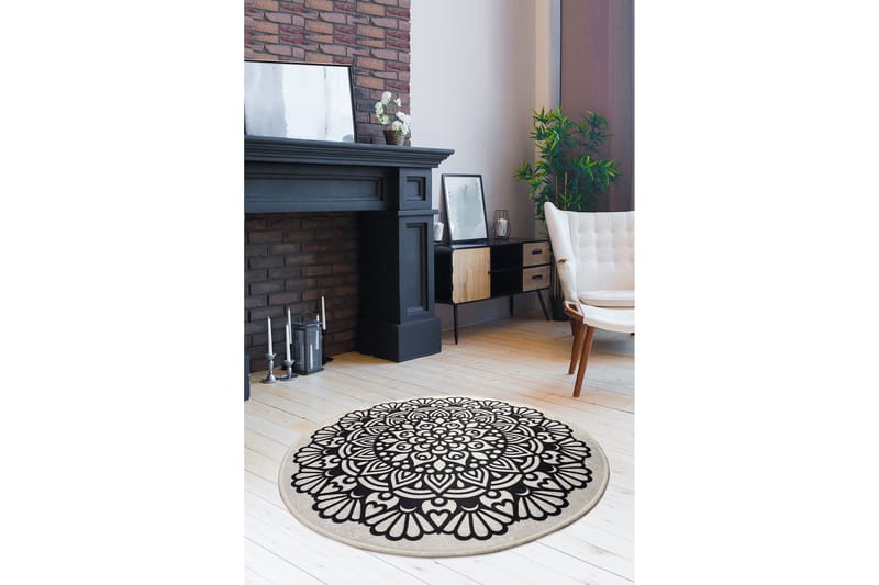 Ohanzy Tæppe Rund 140 cm - Flerfarvet/Velour - Tekstiler - Tæpper - Moderne tæppe - Mønstrede tæpper