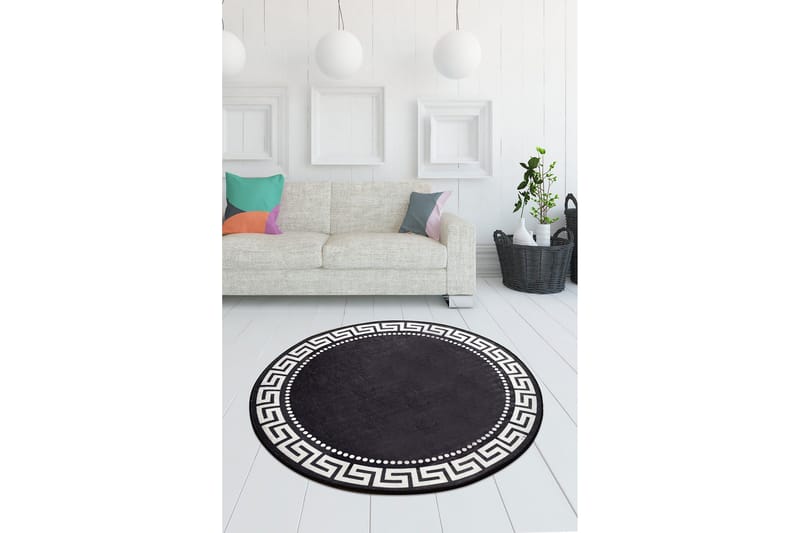 Orbarthe Tæppe Rund 140 cm - Flerfarvet/Velour - Tekstiler - Tæpper - Moderne tæppe - Mønstrede tæpper