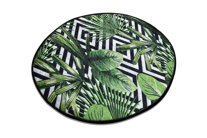 Serhat Tæppe Rund 100 cm, Grøn/Velour