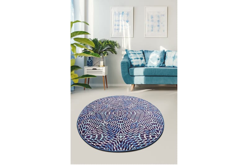 Sinope Tæppe Rund 100 cm, Flerfarvet/Velour