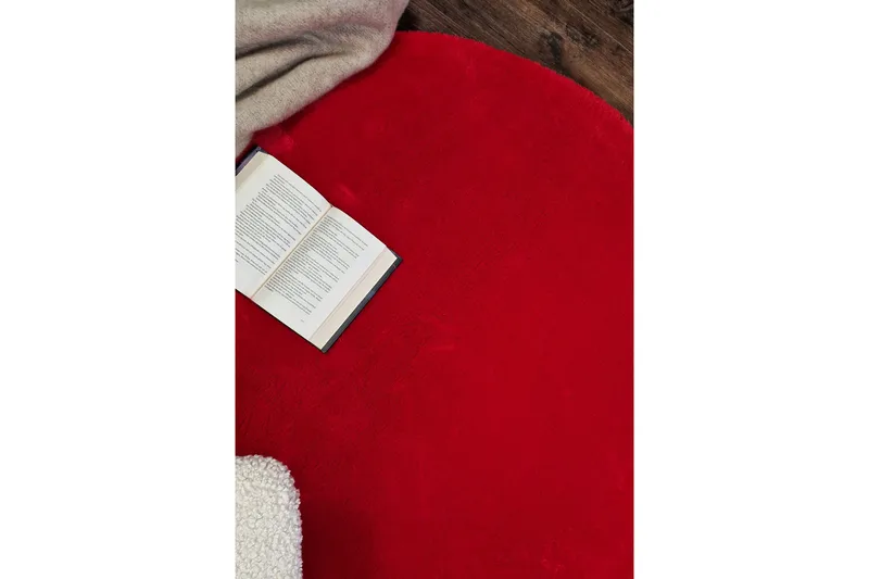Soft Wilton-tæppe Rundt 120 cm - Rød - Tekstiler - Tæpper - Moderne tæppe - Mønstrede tæpper