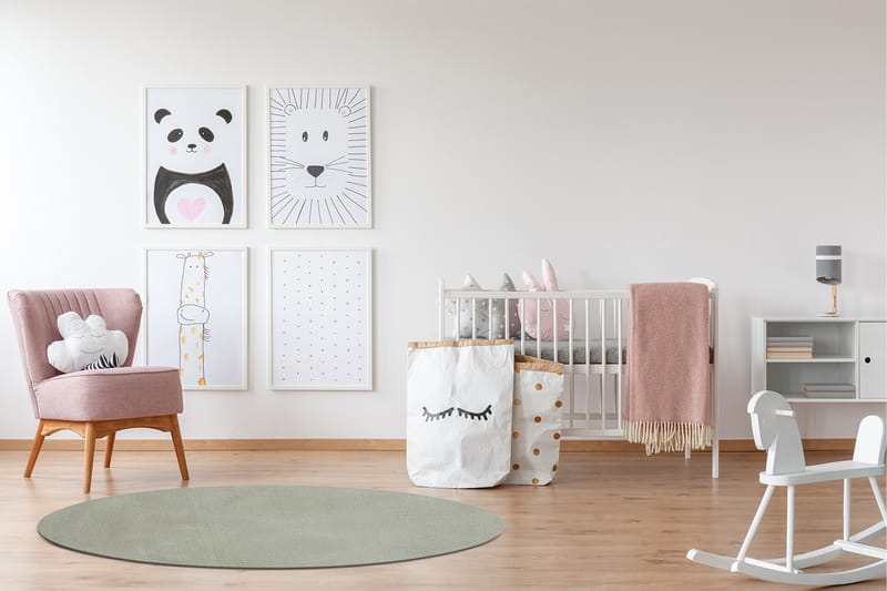 Softina Wilton-tæppe Rundt 160 cm - Grøn - Tekstiler - Tæpper - Moderne tæppe - Mønstrede tæpper