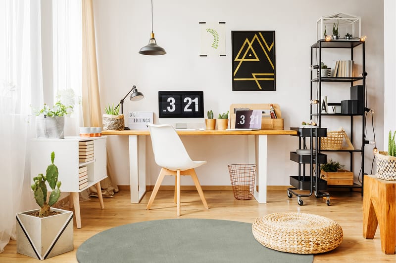 Softina Wilton-tæppe Rundt 160 cm - Grøn - Tekstiler - Tæpper - Moderne tæppe - Mønstrede tæpper