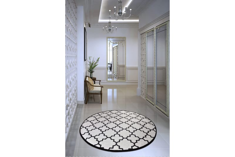 Surupa Tæppe Rund 100 cm - Hvid/Velour - Tekstiler - Tæpper - Moderne tæppe - Mønstrede tæpper