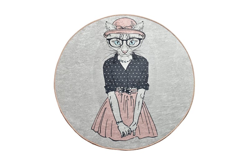 Tareixa Tæppe Rund 100 cm, Flerfarvet/Velour