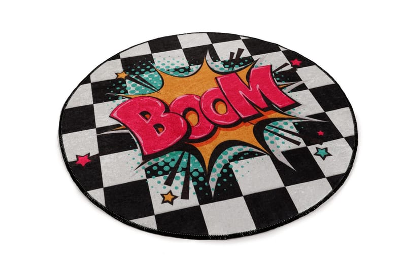 Tarhe Tæppe Rund 100 cm, Flerfarvet/Velour