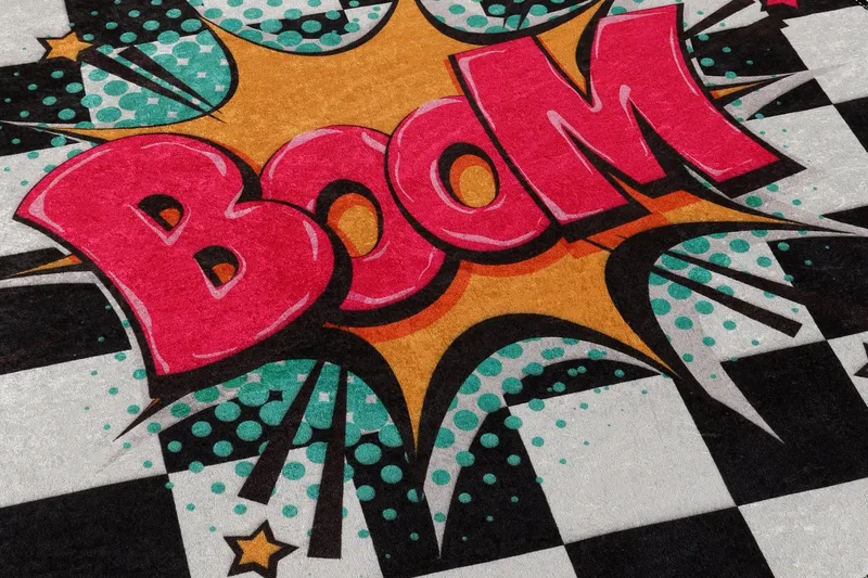 Tarhe Tæppe Rund 100 cm - Flerfarvet/Velour - Tekstiler - Tæpper - Moderne tæppe - Mønstrede tæpper