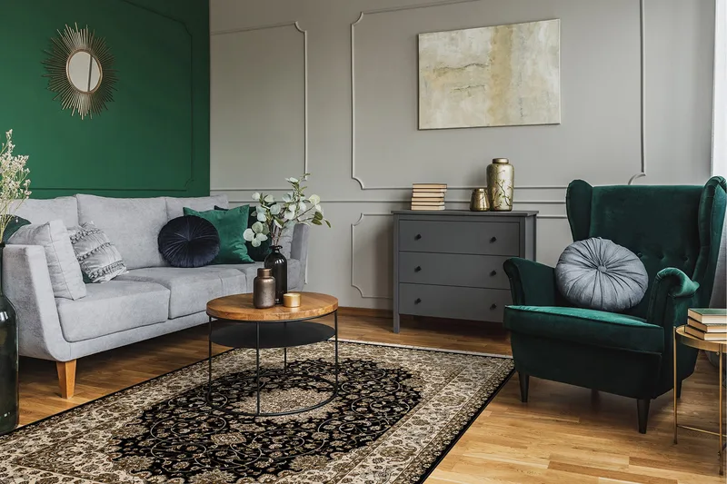 Teheran Wiltontæppe Rektangulær 160x230 cm - Sort - Tekstiler - Tæpper - Moderne tæppe - Mønstrede tæpper