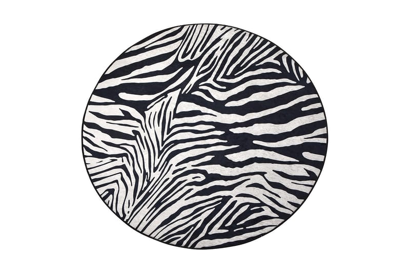 Ulphe Tæppe Rund 100 cm - Zebra/Velour - Wiltontæpper - Mønstrede tæpper